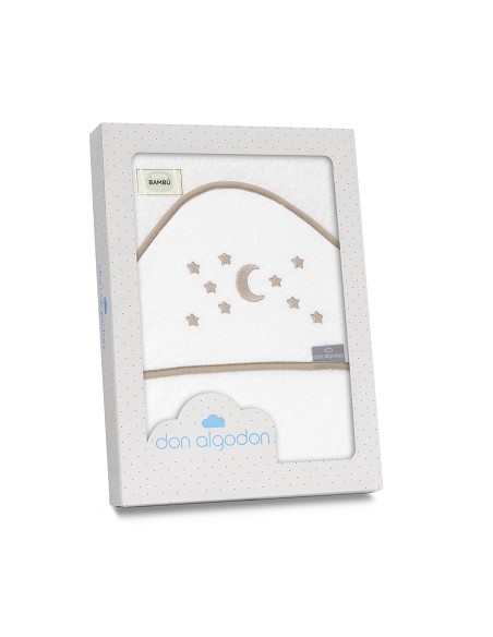 Capa de Baño 1X1 Bambu D. Algodon Luna Estrellas Bco/Beig