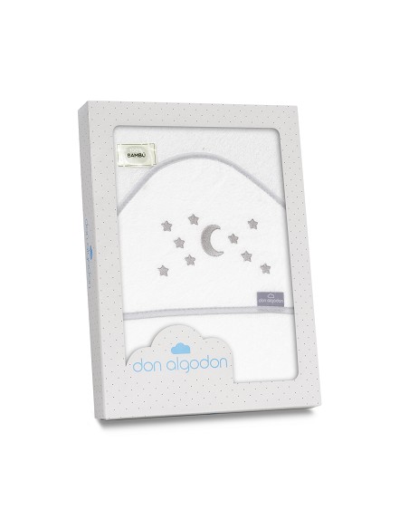 Capa de Baño 1X1 Bambu D. Algodon Luna Estrellas Bco/Gris