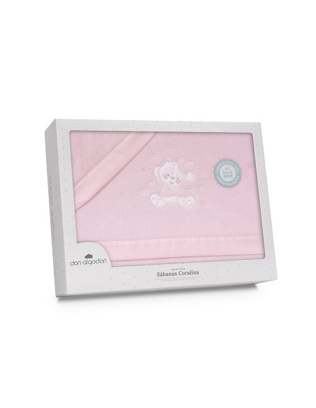Triptico Coche Coralina D. Algodon Oso Corazones Rosa