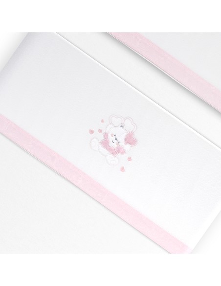 Triptico Coche Coralina D. Algodon Oso Corazones Bco/Rosa