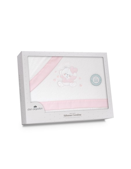 Triptico Coche Coralina D. Algodon Oso Corazones Bco/Rosa
