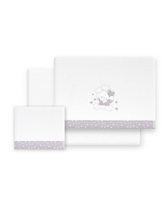 Triptico Coche Coralina D. Algodon Oso Corazones Bco/Gris