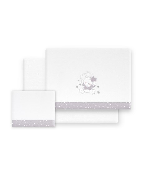 Triptico Coche Coralina D. Algodon Oso Corazones Bco/Gris