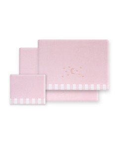 Triptico Coche Coralina D. Algodon Luna Estrellas Rosa