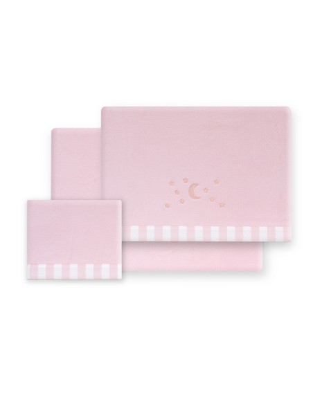 Triptico Coche Coralina D. Algodon Luna Estrellas Rosa