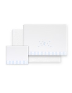 Triptico Coche Coralina D. Algodon Luna Estrellas Bco/Azul