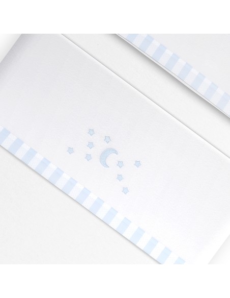 Triptico Coche Coralina D. Algodon Luna Estrellas Bco/Azul