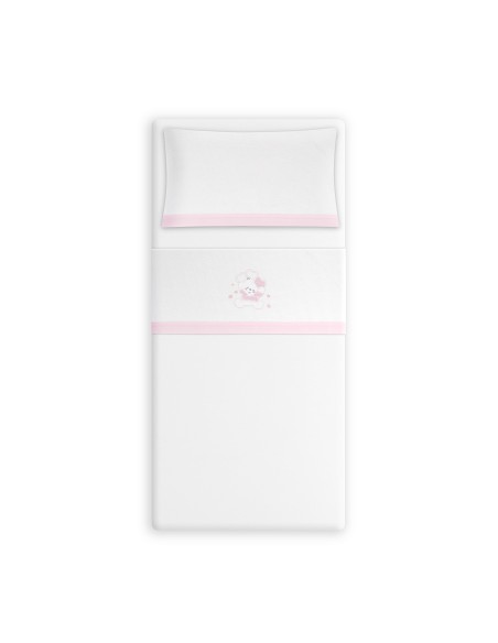 Triptico Coche Franela D. Algodon Oso Corazones Bco/Rosa