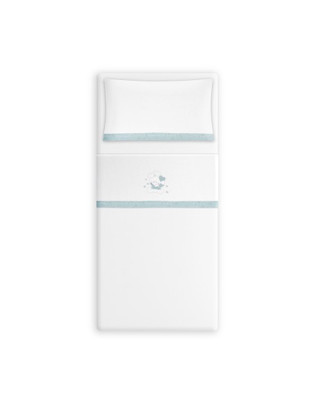 Triptico Coche Franela D. Algodon Oso Corazones Bco/Verde