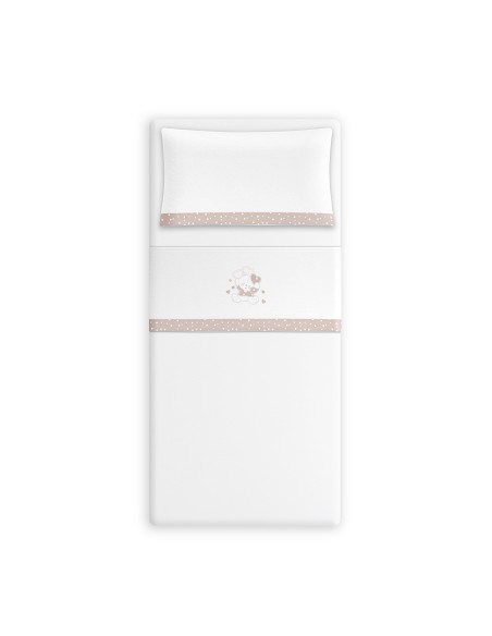 Triptico Coche Franela D. Algodon Oso Corazones Bco/Beig