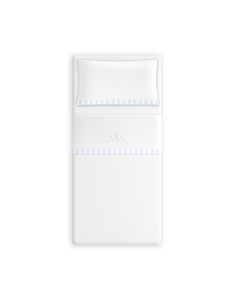 Triptico Coche Franela D. Algodon Luna Estrella Bco/Azul