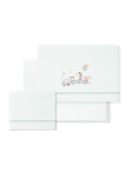 Triptico Coche 100% Algodon Mod. Jirafa Tren Bco/Gris