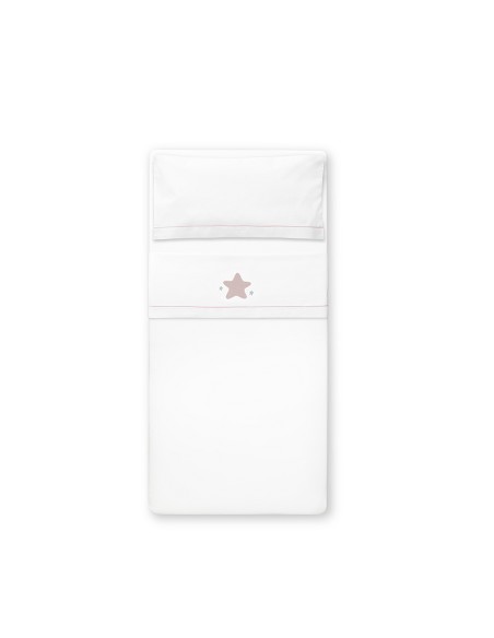 Triptico Coche Muselina Estrella Bco/Rosa