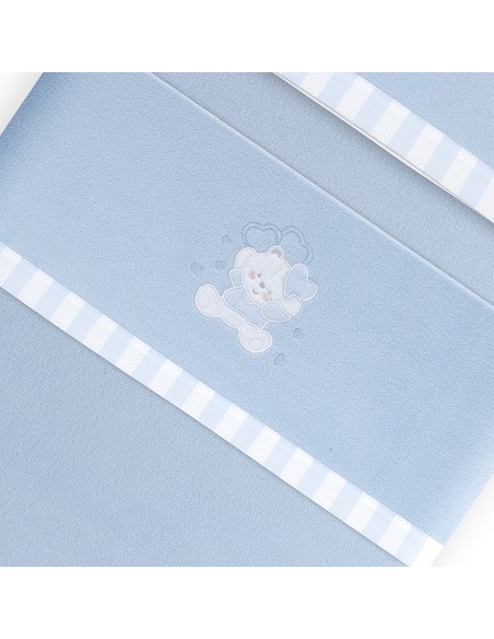 Triptico Cuna Coralina D. Algodon Oso Corazones Azul