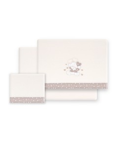 Triptico Cuna Coralina D. Algodon Oso Corazones Beig