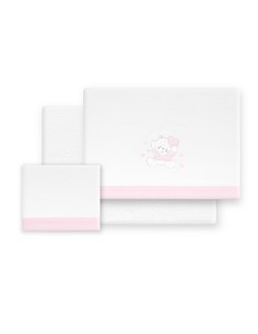 Triptico Cuna Coralina D. Algodon Oso Corazones Bco/Rosa