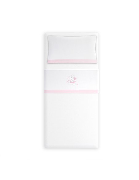 Triptico Cuna Coralina D. Algodon Oso Corazones Bco/Rosa