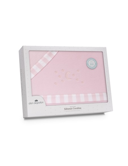 Triptico Cuna Coralina D. Algodon Luna Estrellas Rosa
