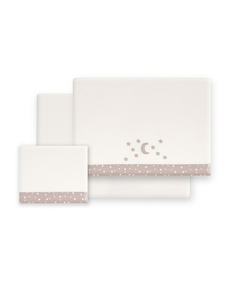 Triptico Cuna Coralina D. Algodon Luna Estrellas Beig