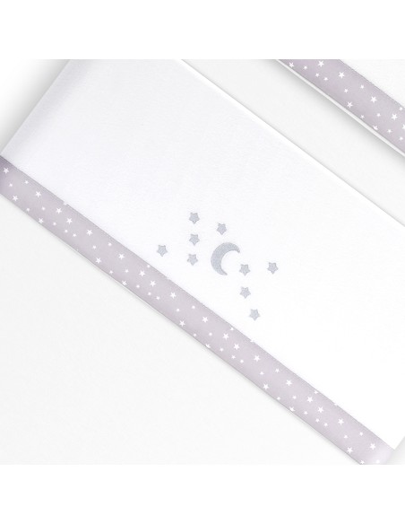 Triptico Cuna Coralina D. Algodon Luna Estrellas Bco/Gris