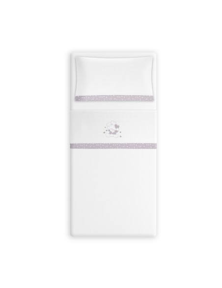 Triptico Cuna Franela D. Algodon Oso Corazones Bco/Gris