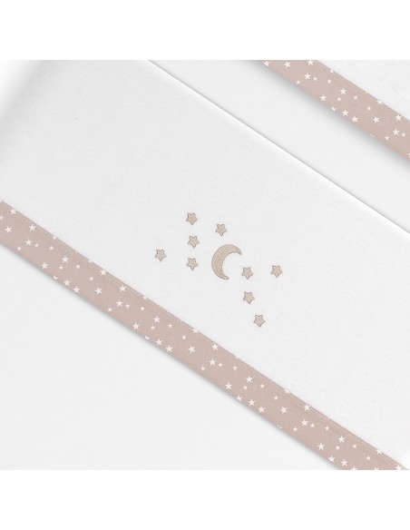Triptico Cuna Franela D. Algodon Luna Estrella Bco/Beig