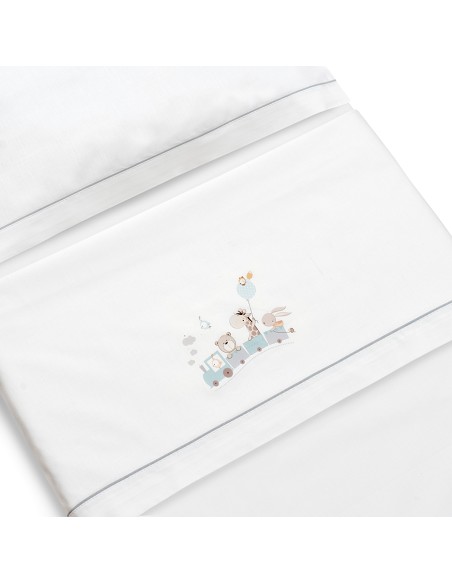 Triptico Cuna 100% Algodon Mod. Jirafa Tren+Kit Peine y Cepillo Bco/Verde