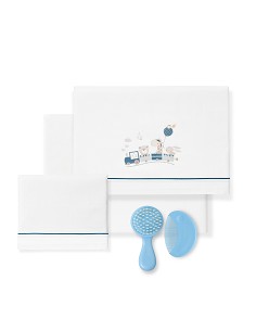 Triptico Cuna 100% Algodon Mod. Jirafa Tren+Kit Peine y...