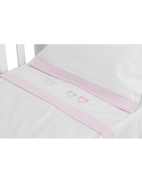 Triptico Cuna 100% Alg Mod Cuore Bco/Rosa