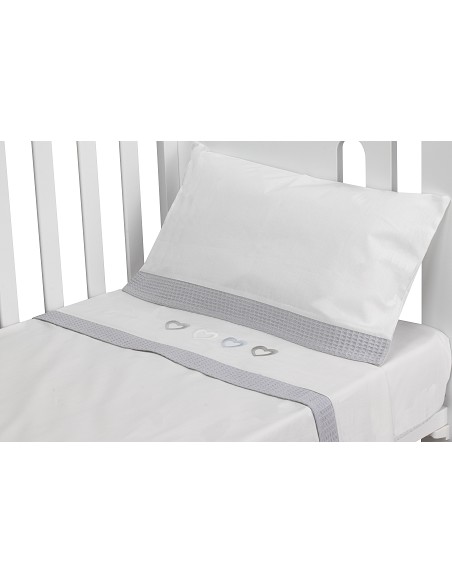 Triptico Cuna 100% Alg Mod Cuore Bco/Gris