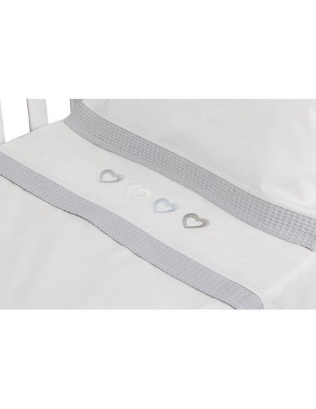 Triptico Cuna 100% Alg Mod Cuore Bco/Gris