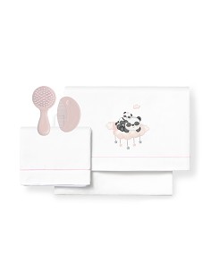 Triptico Cuna 100% Alg Mod Panda Nube Rosa