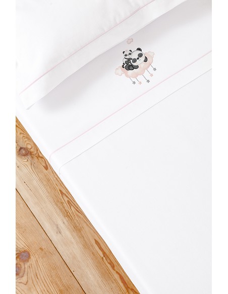 Triptico Cuna 100% Alg Mod Panda Nube Rosa