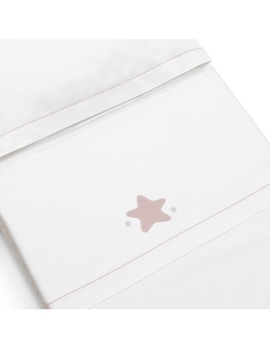 Triptico Cuna Muselina Estrella Bco/Rosa
