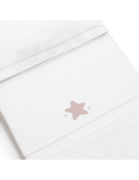 Triptico Cuna Muselina Estrella Bco/Rosa
