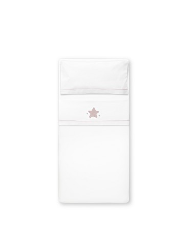 Triptico Cuna Muselina Estrella Bco/Rosa