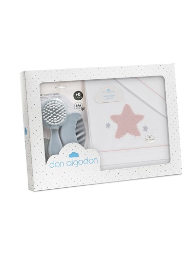 Triptico Cuna Muselina Estrella Bco/Rosa