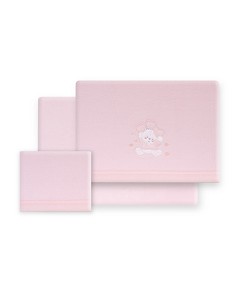 Triptico Minicuna Coralina D. Algodon Oso Corazones Rosa