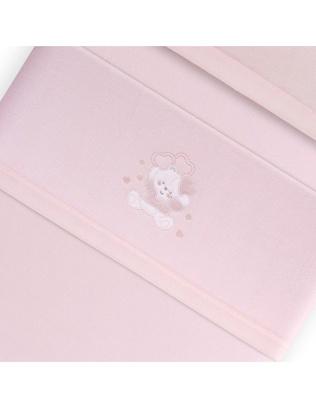 Triptico Minicuna Coralina D. Algodon Oso Corazones Rosa