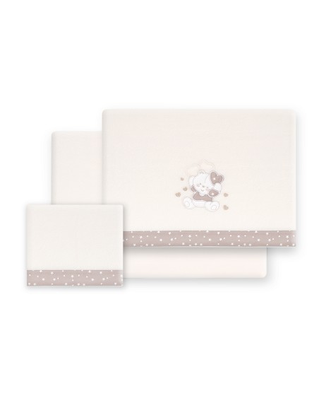 Triptico Minicuna Coralina D. Algodon Oso Corazones Beig