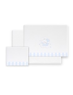 Triptico Minicuna Coralina D. Algodon Oso Corazones Bco/Azul