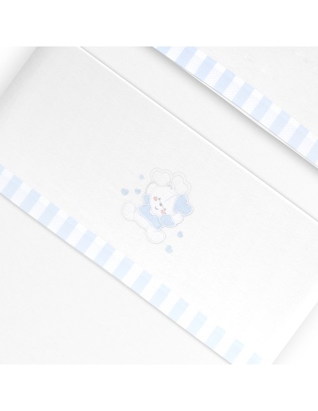 Triptico Minicuna Coralina D. Algodon Oso Corazones Bco/Azul