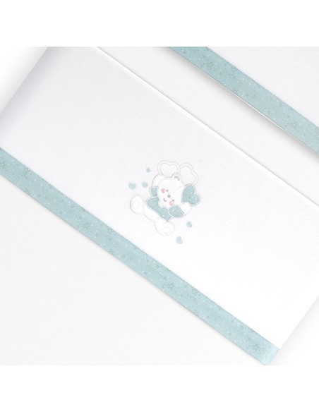 Triptico Minicuna Coralina D. Algodon Oso Corazones Bco/Verde