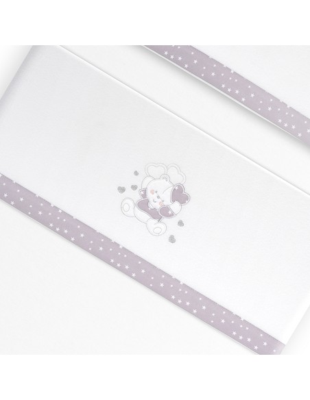 Triptico Minicuna Coralina D. Algodon Oso Corazones Bco/Gris