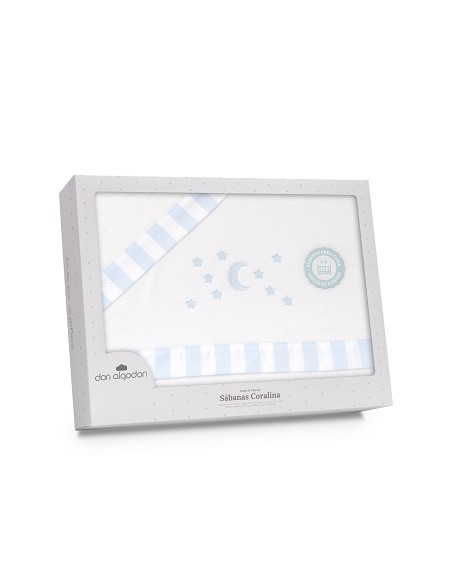 Triptico Minicuna Coralina D. Algodon Luna Estrellas Bco/Azul