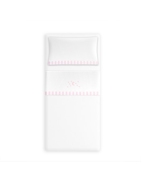 Triptico Minicuna Coralina D. Algodon Luna Estrellas Bco/Rosa
