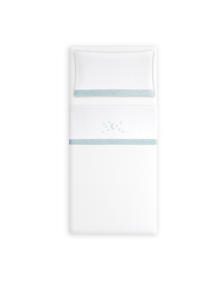 Triptico Minicuna Coralina D. Algodon Luna Estrellas Bco/Verde