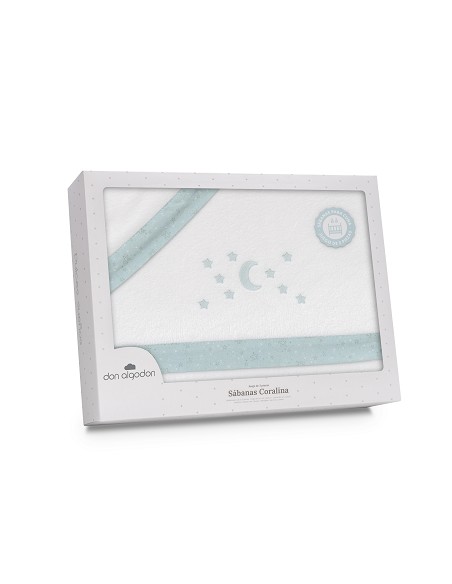 Triptico Minicuna Coralina D. Algodon Luna Estrellas Bco/Verde