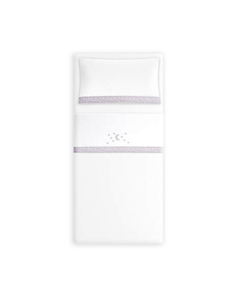Triptico Minicuna Coralina D. Algodon Luna Estrellas Bco/Gris