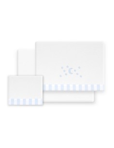 Triptico Minicuna Franela D. Algodon Luna Estrella Bco/Azul